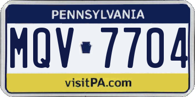 PA license plate MQV7704