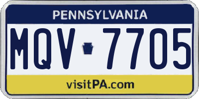 PA license plate MQV7705