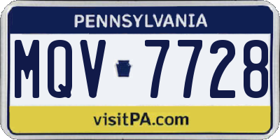 PA license plate MQV7728