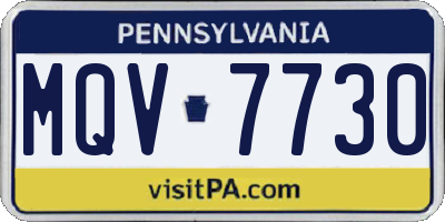 PA license plate MQV7730