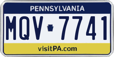 PA license plate MQV7741