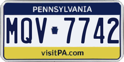 PA license plate MQV7742