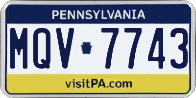 PA license plate MQV7743
