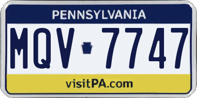 PA license plate MQV7747