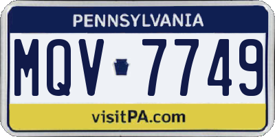 PA license plate MQV7749