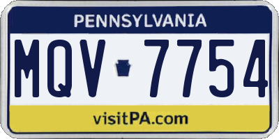 PA license plate MQV7754