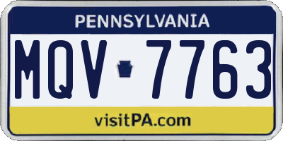 PA license plate MQV7763