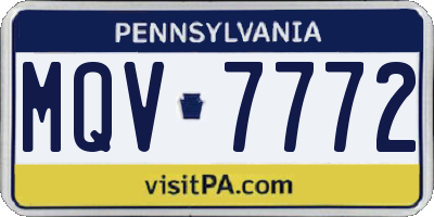 PA license plate MQV7772