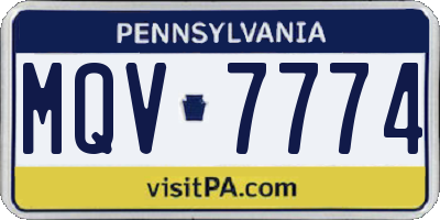 PA license plate MQV7774
