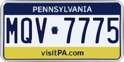 PA license plate MQV7775