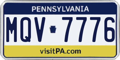 PA license plate MQV7776