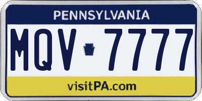 PA license plate MQV7777