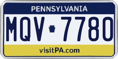PA license plate MQV7780