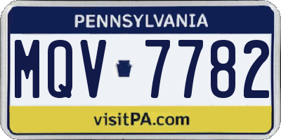 PA license plate MQV7782