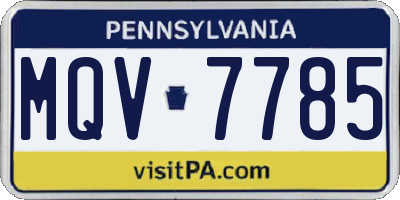 PA license plate MQV7785