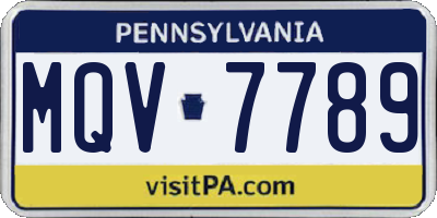 PA license plate MQV7789