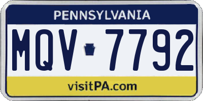PA license plate MQV7792