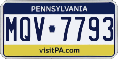 PA license plate MQV7793