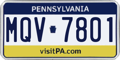 PA license plate MQV7801