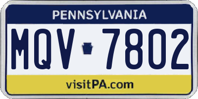 PA license plate MQV7802