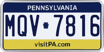 PA license plate MQV7816