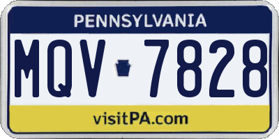 PA license plate MQV7828