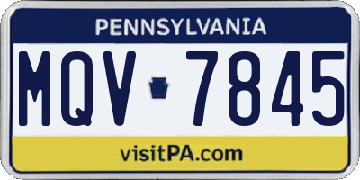 PA license plate MQV7845