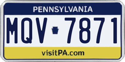 PA license plate MQV7871