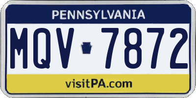 PA license plate MQV7872