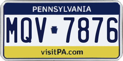 PA license plate MQV7876