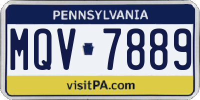 PA license plate MQV7889