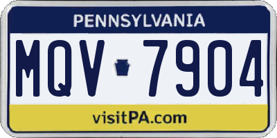 PA license plate MQV7904