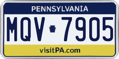 PA license plate MQV7905
