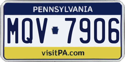 PA license plate MQV7906