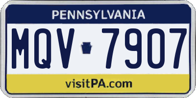 PA license plate MQV7907