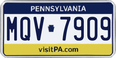 PA license plate MQV7909