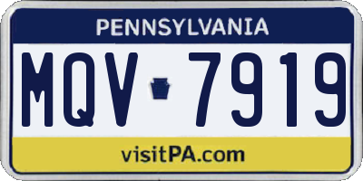 PA license plate MQV7919