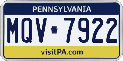 PA license plate MQV7922