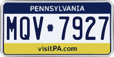 PA license plate MQV7927