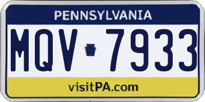 PA license plate MQV7933