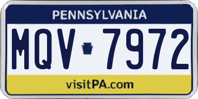 PA license plate MQV7972