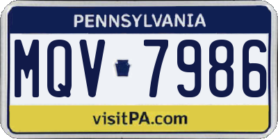 PA license plate MQV7986