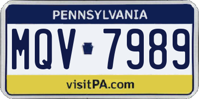 PA license plate MQV7989