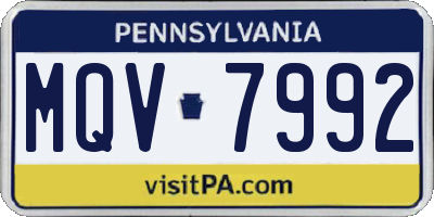 PA license plate MQV7992