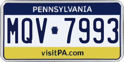 PA license plate MQV7993
