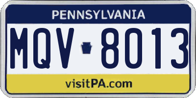 PA license plate MQV8013