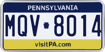 PA license plate MQV8014