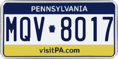 PA license plate MQV8017