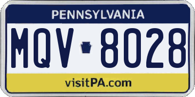 PA license plate MQV8028
