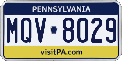 PA license plate MQV8029